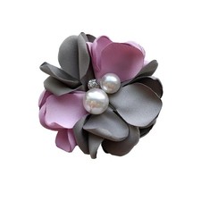 Dainty Fabric Camellia Flower Pearl CZ Large Brooch Lapel Pins Delicate Elega...