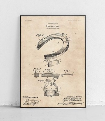 Hufeisen Patentzeichnung Plakat US613883A von Peter und John P. Hoppesch