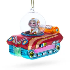 Astronaut in Space Vehicle Blown Glass Ornament