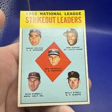 1963 Topps #9 Strikeout Leaders Drysdale Koufax Gibson 3 HOFs  Stunner Centered