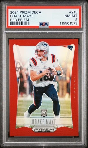 2024 PANINI PRIZM DECA RED PRIZM #213 DRAKE MAYE ROOKIE RC 155/199 PSA 8
