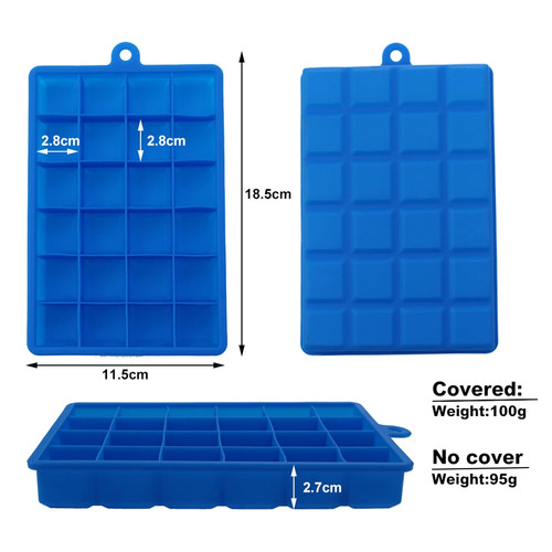 Con Tapa/Sin Tapa Bandeja de Hielo de Silicona 24 Agujeros Caja Cuadrada Auxiliar Alimentos Puré Quesos - Imagen 2 de 42