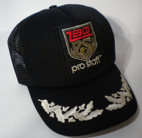 VTG ZEBCO Pro Staff Patch Leaf Trucker Mesh Snapback Hat Cap 80s 90s Fishing