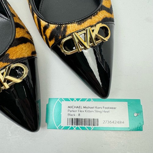 NEW MICHAEL Michael Kors Parker Flex 8 Tiger Print Calf Hair Slingback Pump Shoe - Picture 8 of 11