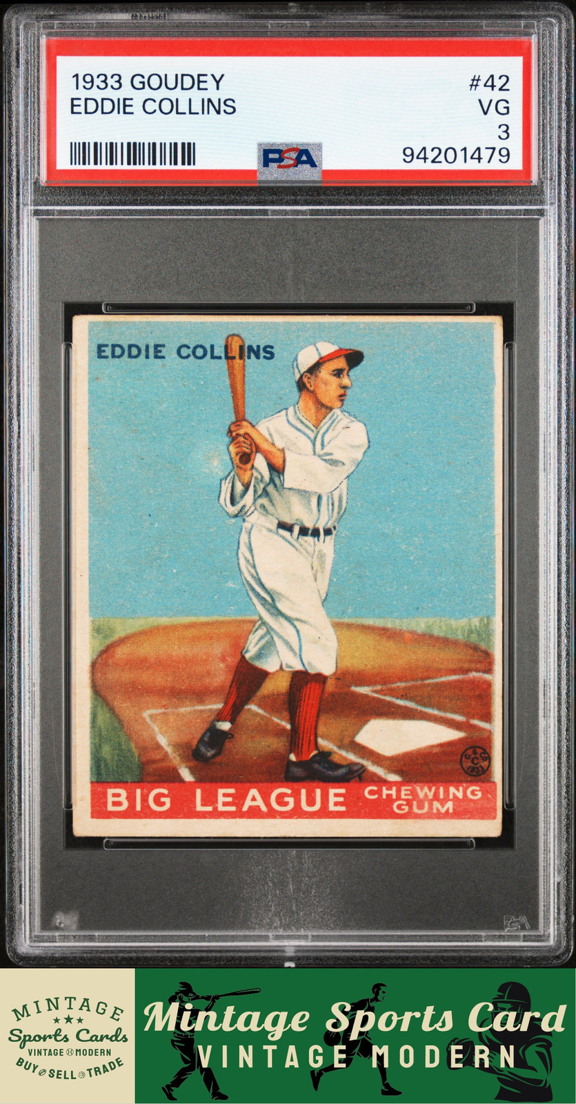 1933 Goudey - Eddie Collins - #42 Boston Red Sox PSA 3