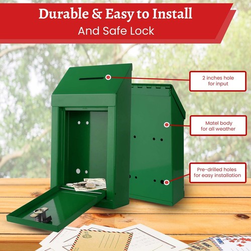 Metal Wall Mounting or CounterTop Charity Donation Collection Box Secure Sugg... - Picture 2 of 6