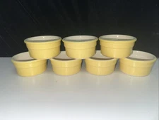 7 Cermer France Ramekins Butter Yellow Stoneware Ceramic Custard Brule' Cups 