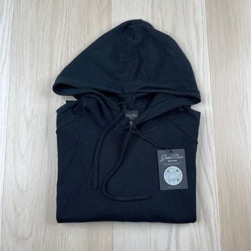 Good Man Merino Wool Blend Hoodie Mens L Large Black Lightweight Breathable NEW