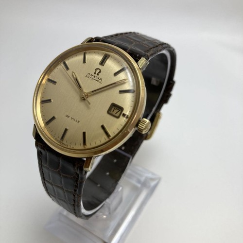 Omega De Ville 33mm Automatic Vintage Men's Watch 18K Gold Champagne Dial