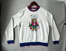 Ralph Lauren Polo Bear Sweatshirt Medium White Hi Tech Preppy Casual Alpine