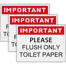 Do Not Flush Sign for Bathroom, Self-adhesive Do Not Flush Anything