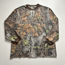 Vintage Realtree Camo Long Sleeve Pocket T Shirt Size XL Tree Bark Camouflage