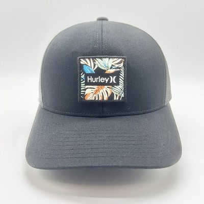 Hurley Floral Patch Snapback Hat Cap Black Trucker Mesh Yupoong Classics