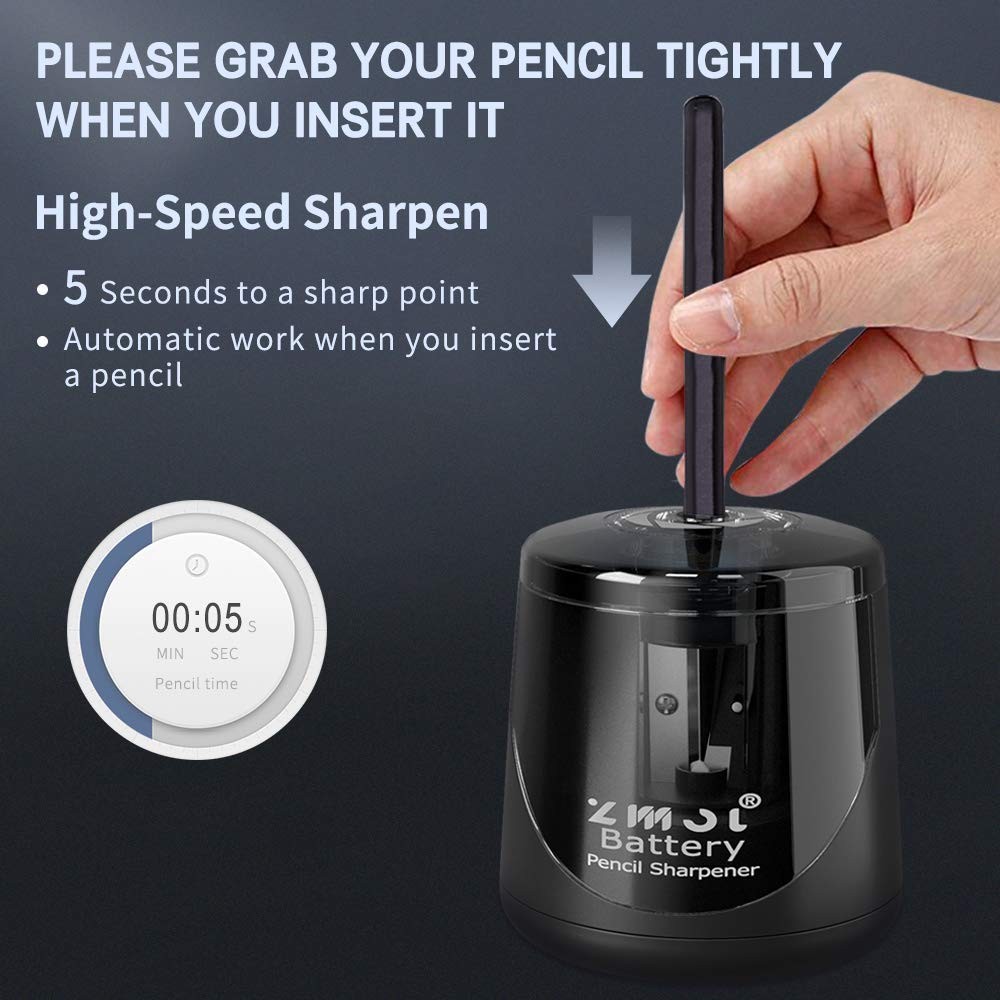 ZMOL Battery Powered Electric Pencil Sharpener,Small Battery Operated Colored...