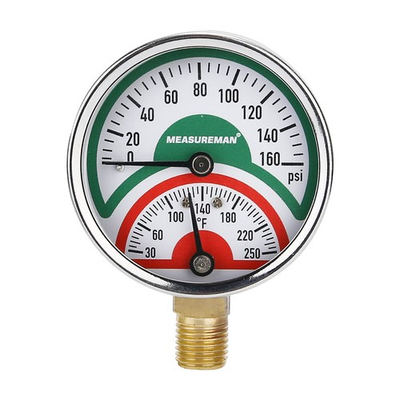 #ad #ad 2.5quot; Tridicator Thermo Manometer Pressure Gauge 0 160psi 1 4quot; NPT Lower $27.06