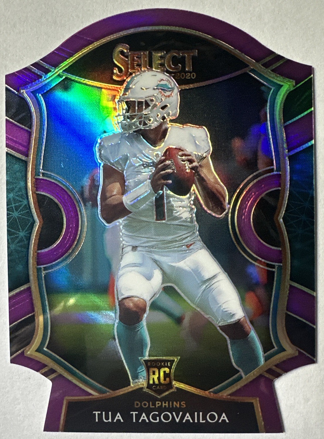 Tua Tagovailoa 2020 Panini Select-Concourse Purple Prizm Die-Cut RC #45 Dolphins