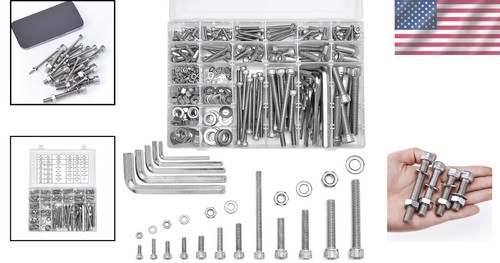 Versatile 365-Pc Stainless Steel Hex Screw Assortment with Nuts and Washers - Picture 2 of 10