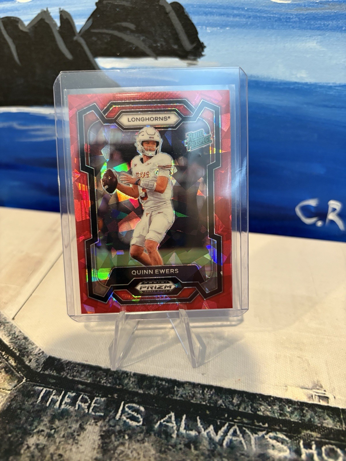 Quinn Ewers RC-2024 Panini Prizm Draft Picks Rated Red Ice Prizm #191 Longhorns