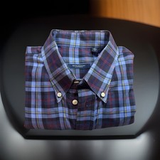 Vintage 1990’s Burberry Shirt XL Mens Extra Large Plaid Blue USA Made 90’s