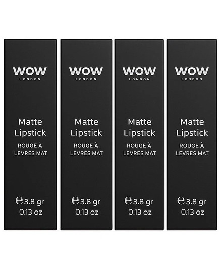 Conjunto de 4 piezas de lápiz labial mate WOW London tonos 45, 58, 36, 25 - Imagen 2 de 2