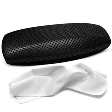 Hard Shell Glasses Case – Medium Dotted Eyeglass Case with Microfiber Cloth