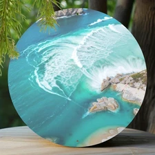 Coastal Landscape Vibrant Beach Scene Round Mural