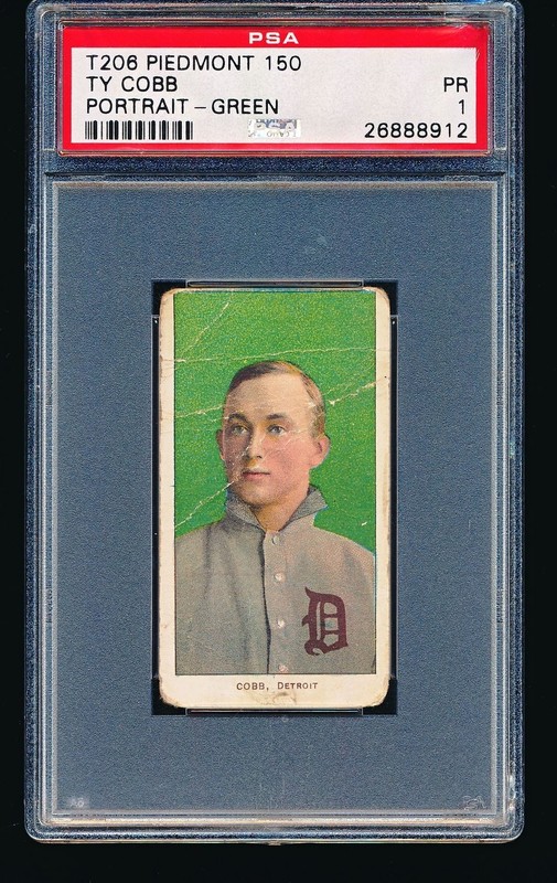 1909 T206 Piedmont TY COBB Green Portrait PSA 1