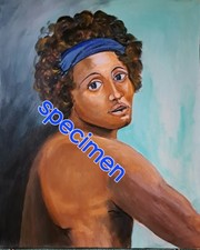 After Michelangelo  face of ignudi Sistine Chapel acrylic on canvas 20�30"