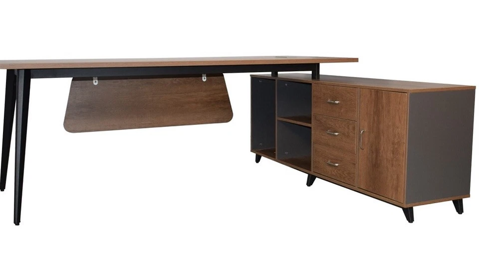 Chef-Schreibitsch San Paulo Büromöbel Winkelschreibtisch Eck Tisch Jet-Line Büro - Bild 2 von 4