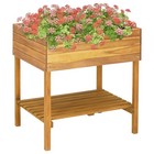 Raised Planter Solid Acacia Wood Natural 78.5x58.5x78.5 cm Shelf PVC Liner Oiled