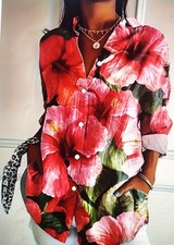 Women V Neck Print Short Sleeve Fashion Casual Shirt Blouses Top PLUS SIZE 3X/22