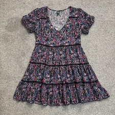 Wild Fable Women's Floral Print Short Sleeve Tiered Babydoll Dress Size Small