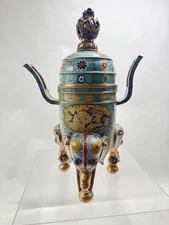 24” Marked Old China Cloisonné Enamel Dynasty Palace Elephant Foot Censer