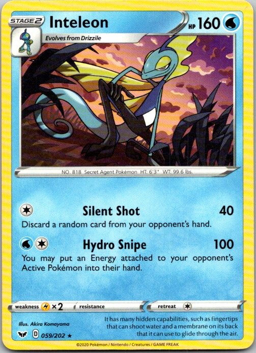 Inteleon (059) Rare SWSH01: Sword & Shield Base Set 059/202 NM