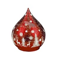 LED Dekoobjekt Tropfen Winterzeit Rot H. 16Cm Aus Glas Mit Timer Formano