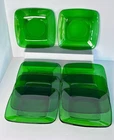 Lot of 8  Anchor Hocking Charm Forest Green Glass Square Luncheon Plates