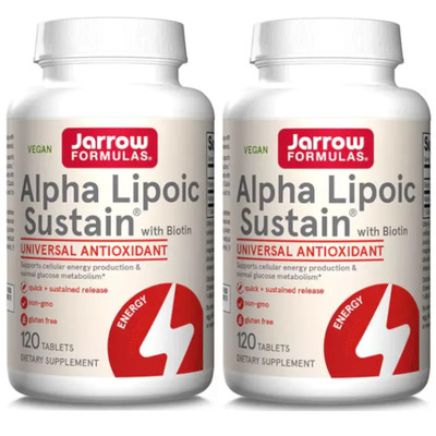 Jarrow Alpha Lipoic Sustain with Biotin 120 Tablets Each (Pack of 2)