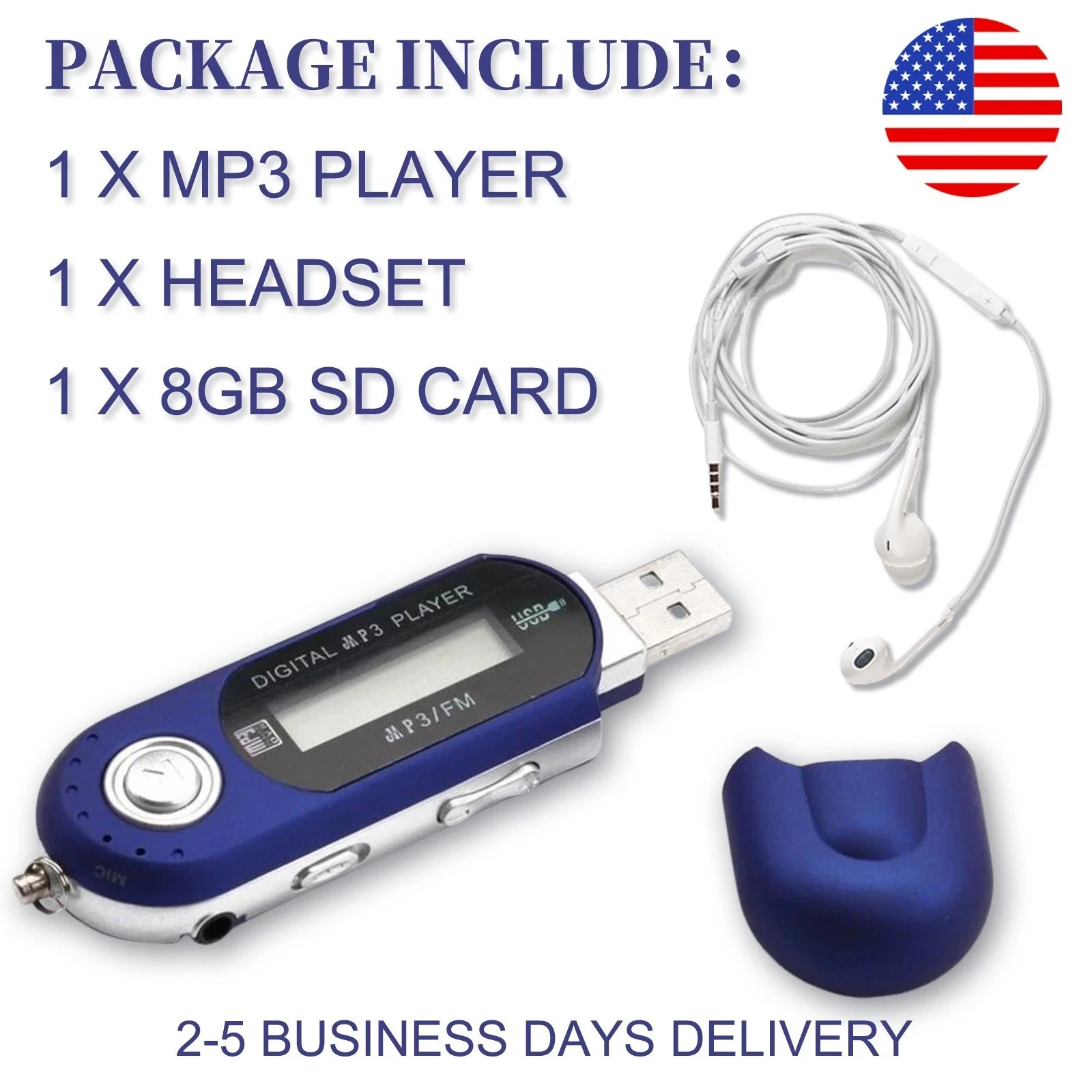 With Usb Digital Lcd Screen 8gb Storage And Fm Radio+headphone