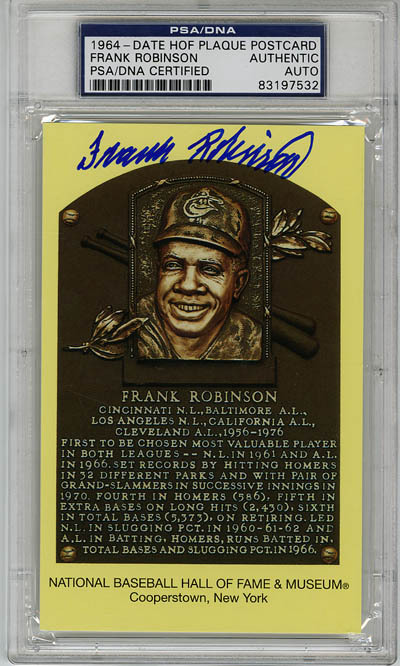 Frank Robinson SIGNED Baseball Hall of Fame Plaque Orioles PSA/DNA