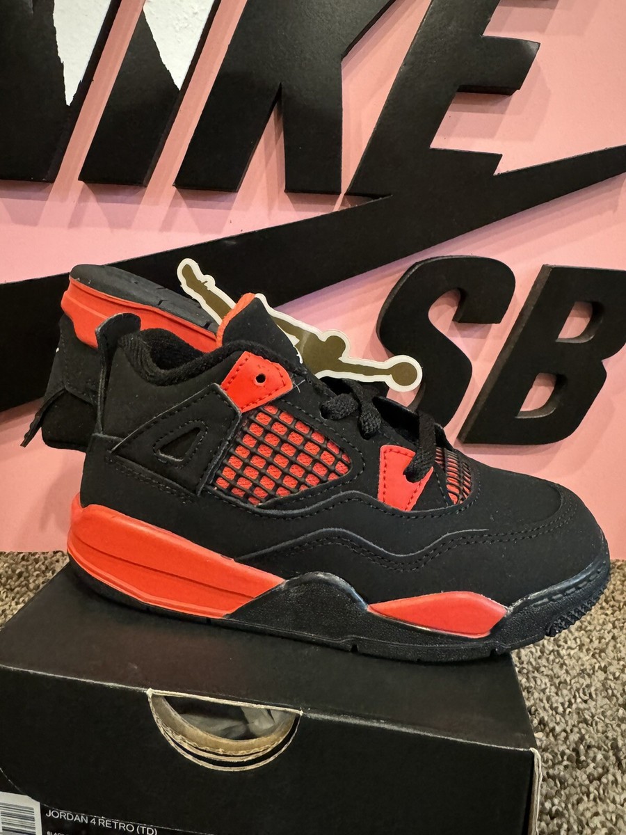Nike Air Force 1 & Jordan 4 Retro TD セット Jordan 4 Retro (TD) 'Red Thunder' Black/Multi-Color BQ7670