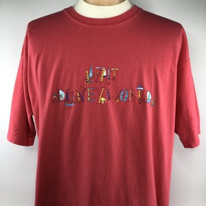 Vtg-Walt-Disney-World-Spellout-Logo-Shirt-Sz-XL-Peach-Short-Sleeve-Tee