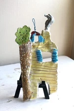 Student Made Hand Built Child Art Pottery House Tree Naif Gallery Wall Decor