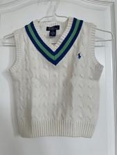 Polo Ralph Lauren Boy s Kid s Sleeveless Blue Green White V Neck Vest Size 5