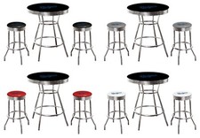 MLB 5PC Black Bar Table Swivel Seats Colored Vinyl Team Logo Decals Glass Option