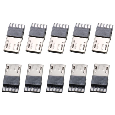 Micro USB Jack Socket Type B Male 5 Terminal Device Jack Port Connector,10Pcs