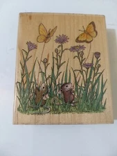 House Mouse BUTTERFLIERS Rubber Stamp Wood Mount 4" x 3.25" Stampabilities 1992