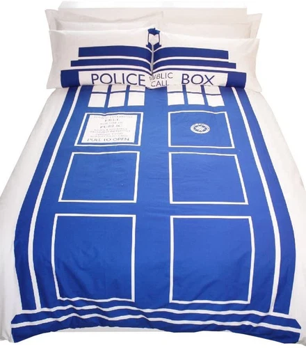 Doctor Who Duvet Cover Set Tardis Police Phone Box Design Bedding New - Picture 1 of 14