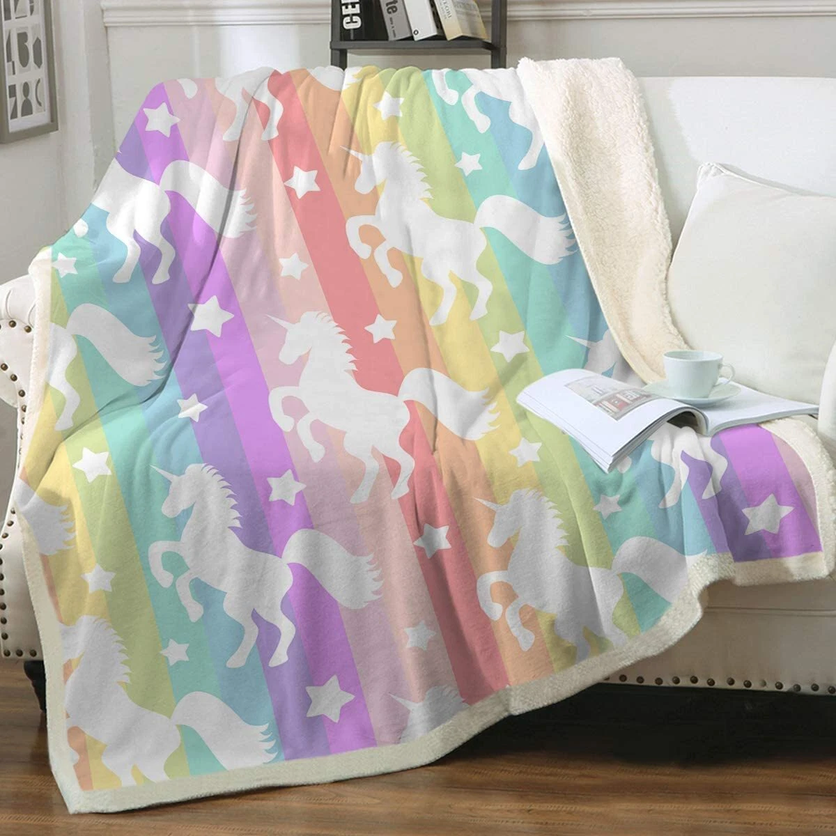 Sleepwish Unicorn Blankets and Throws Rainbow Unicorn Sherpa