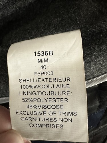 Cardinal Of Canada Mont Royal Car Coat Men M (40) Wool Charcoal Gray Button/Zip - Picture 9 of 20