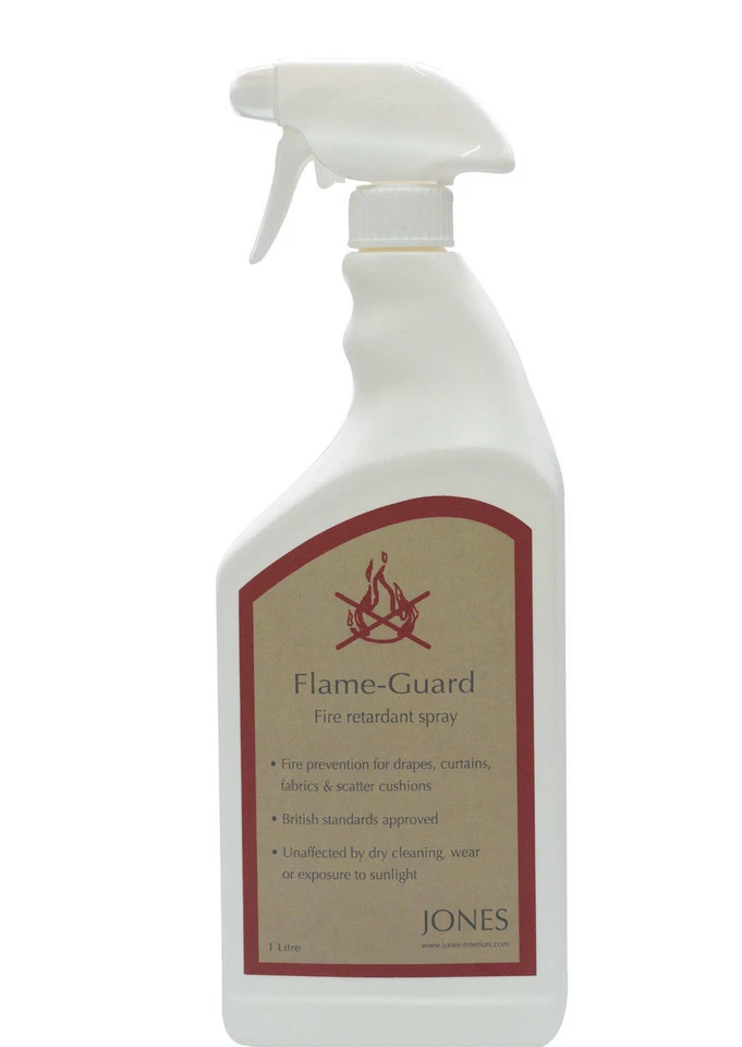 JONES' INTERIORS 1 Ltr Fire & Flame Retardant Spray For Fabric Curtains Upholstery Cushions